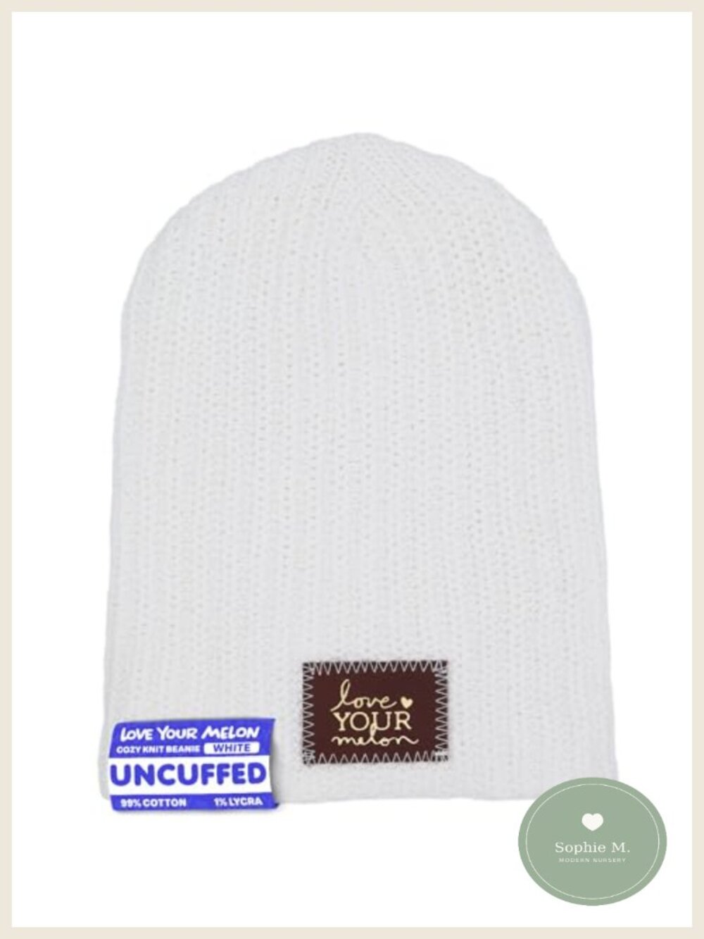 Unisex Cotton Knit Beanie with Leather Patch Lightweight Breathable Hat
